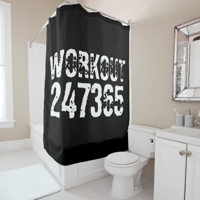 Rideaux De Douche Texte usé et rayé Workout 247365 blanc (En situation)