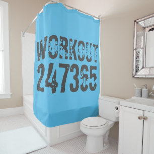 Rideaux De Douche Texte usé et rayé Workout 247365 bleu
