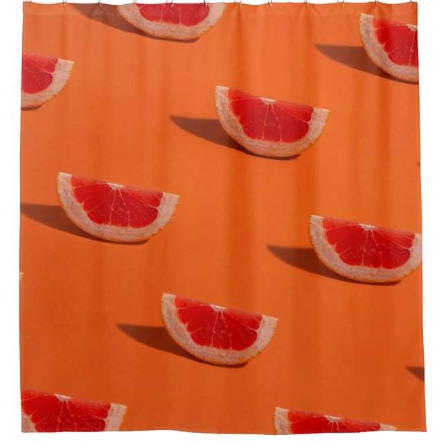RIDEAUX DE DOUCHE TEXTILE FLORAL ORANGE ET BLANC (Devant)