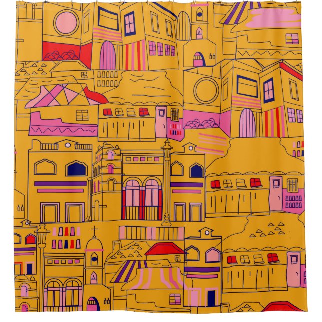 Rideaux De Douche Textile mexicain Design Motif sans couture (Devant)