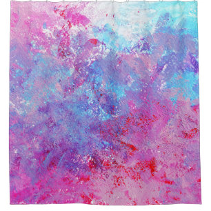Rideaux De Douche Texture créative bleu-rose, taches de peinture.