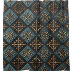 Rideaux De Douche Texture de bronze avec motif de sculpture.