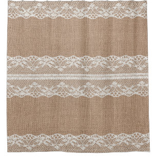 Rideaux De Douche Texture de dentelle blanche Brown
