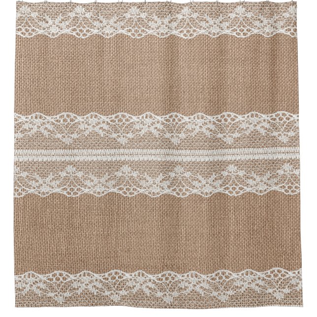 Rideaux De Douche Texture de dentelle blanche Brown (Devant)