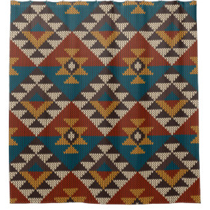 Rideaux De Douche Texture de laine aztèque Tribal.