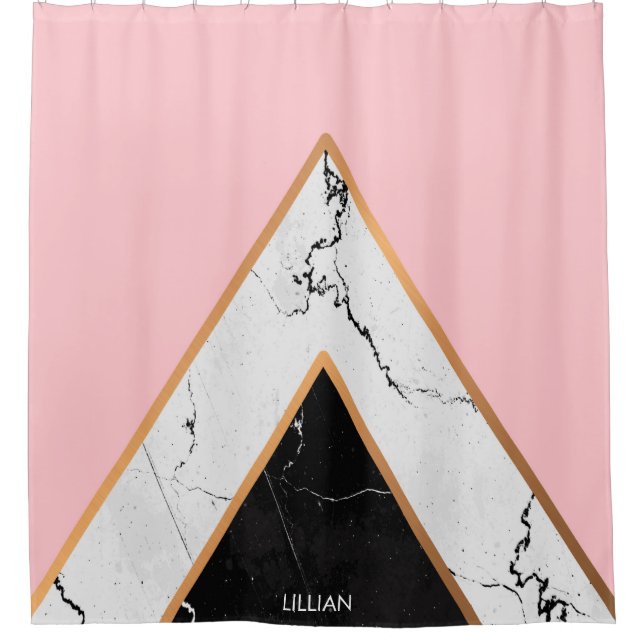 Rideaux De Douche Texture En Marbre Avec Lignes D'Or (Devant)