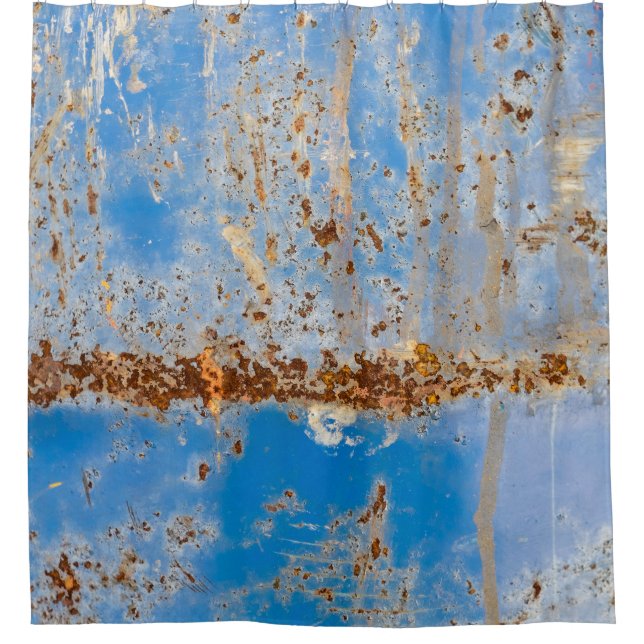 Rideaux De Douche Texture métallique rouillée, décoration rayée bleu (Devant)