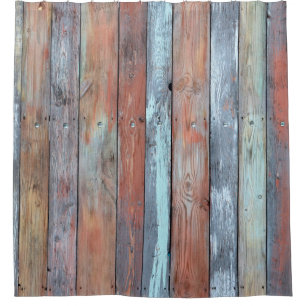 Rideaux De Douche texture murale en bois, vieux bois multicolore pei