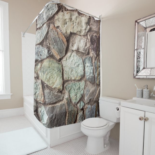 Rideaux De Douche texture murale en pierre (En situation)