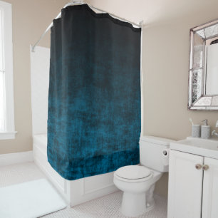 Rideaux De Douche Texture Ombrée Grunge Noir et Sarcelle