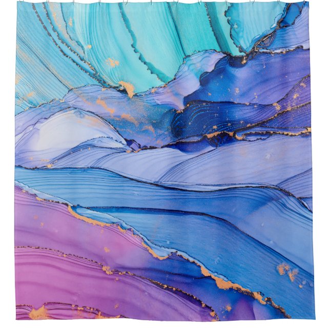 Rideaux De Douche Textures fluides, art abstrait de luxe. (Devant)