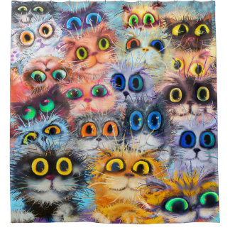 Rideaux De Douche The set of cats portraitsart,portrait,animal,abstr