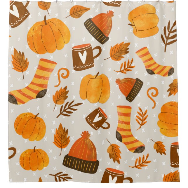 Rideaux De Douche Thème d'automne Carrelage Motif transparent (Devant)
