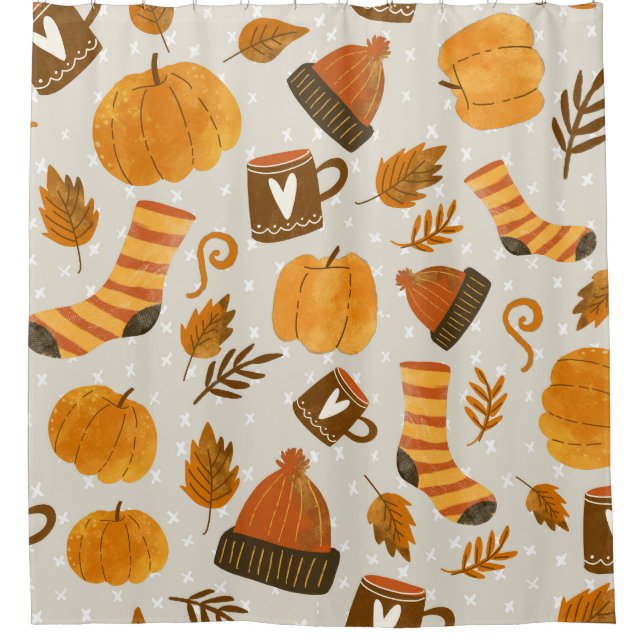 Rideaux De Douche Thème d'automne Motif en mosaïque (Devant)