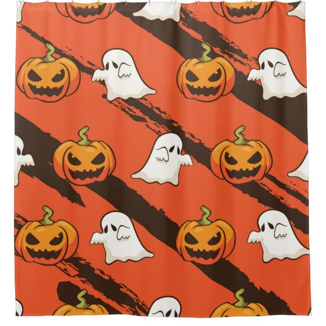 Rideaux De Douche Thème d'Halloween citrouille, motif sans couture. (Devant)