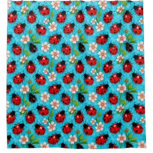 Rideaux De Douche Thème Floral de Coccinelle Mignonne pour la Décora