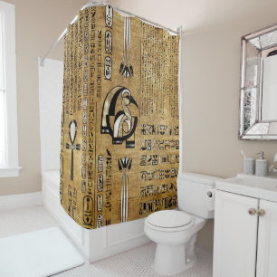 Rideaux De Douche Thoth - Dieu Djhuty égyptien - Or et Perle