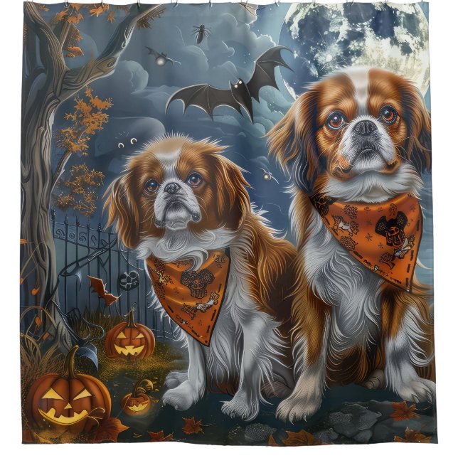 Rideaux De Douche Tibetan Spaniel Halloween Épouvantable  (Devant)