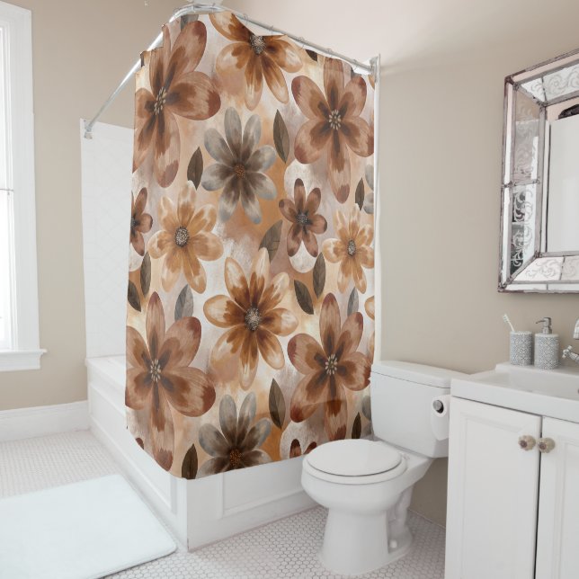 Rideaux De Douche Tie Dye Autumn Floral (En situation)