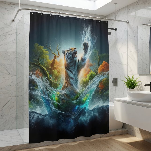 Rideaux De Douche Tigre à l'aquarelle Fantasy (Créateur téléchargé)