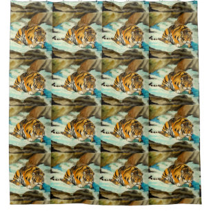 Rideaux De Douche Tigre aquarelle