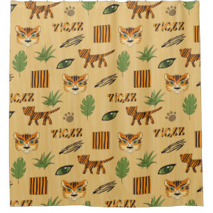 Rideaux De Douche Tigre de dessin animé : Motif des enfants gai.