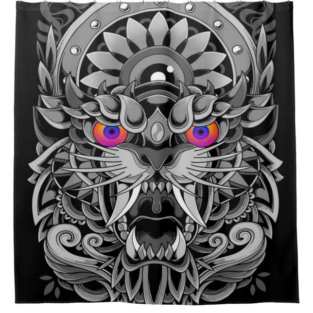 Rideaux De Douche Tigre en colère abstrait (Devant)