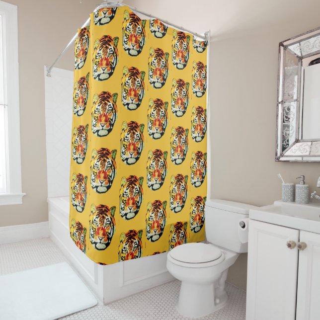 RIDEAUX DE DOUCHE TIGRE INDIEN  (En situation)