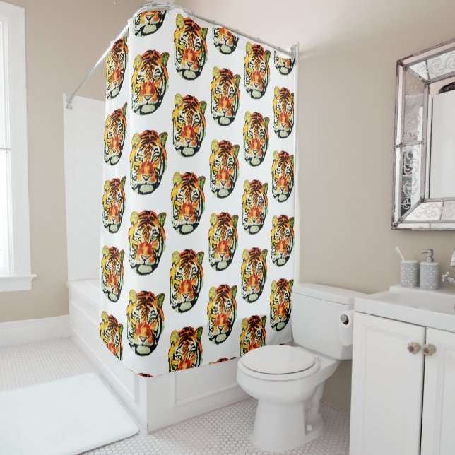 RIDEAUX DE DOUCHE TIGRE INDIEN  (En situation)