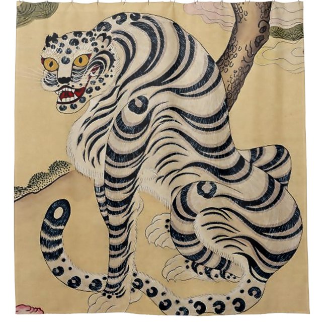 Rideaux De Douche Tigre rayé coréen Minhwa (Devant)