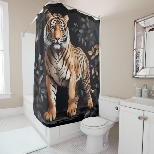 Rideaux De Douche Tigre Royal Majestueux (En situation)