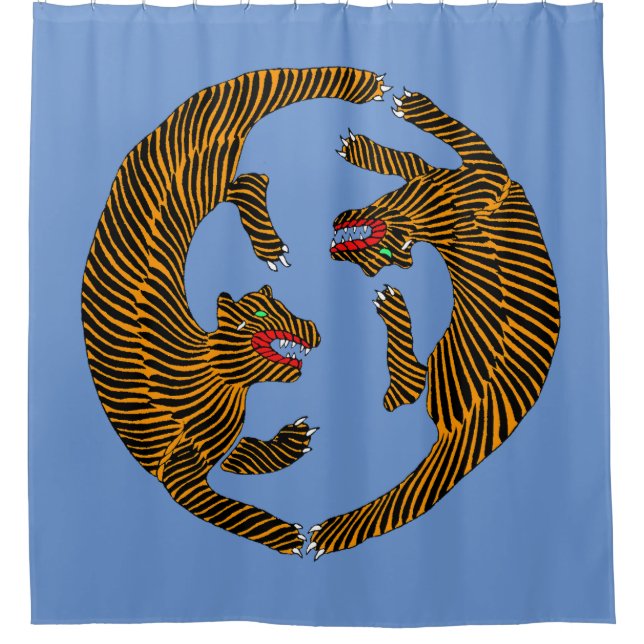 Rideaux De Douche Tigres d'art populaire japonais (Devant)