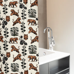 Rideaux De Douche Tigres du Bengale et vignes de la Jungle
