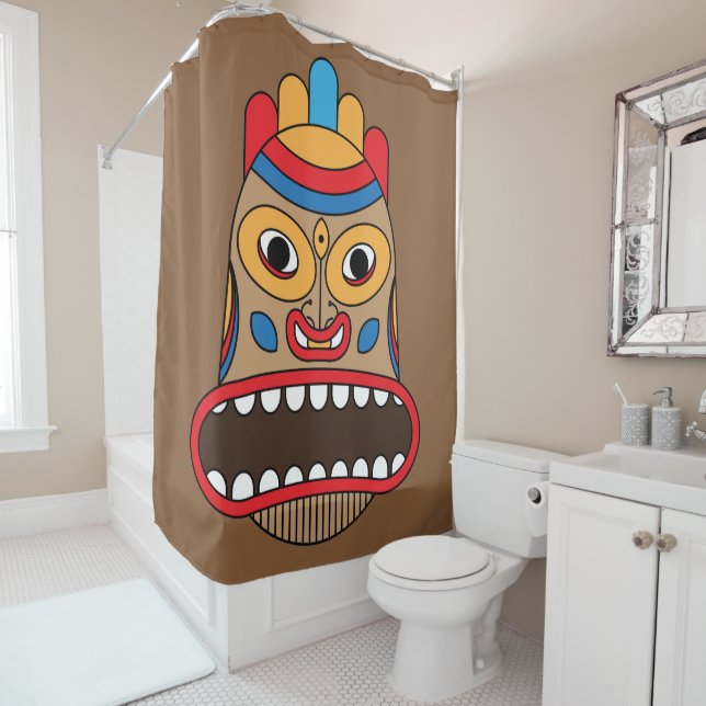 Rideaux De Douche tiki hawaïen (En situation)