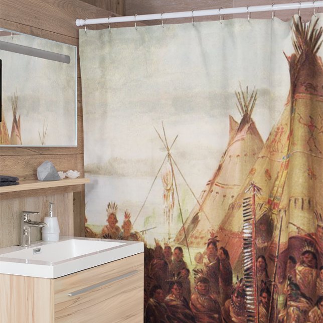 Rideaux De Douche Tipis Sioux War Council George Catlin Circa 1850 (Créateur téléchargé)