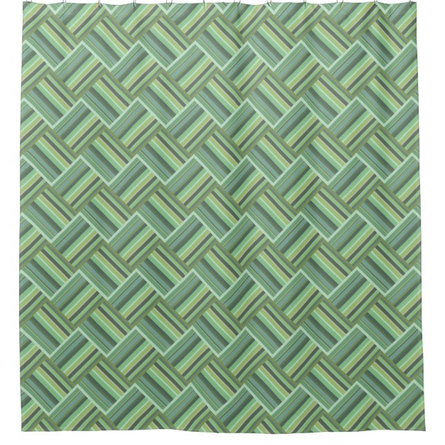 Rideaux De Douche Tissage de bandes vert olive (Devant)