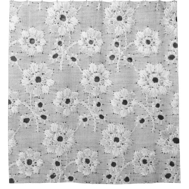 Rideaux De Douche Tissu blanc texture dentelle fine avec élégance do (Devant)