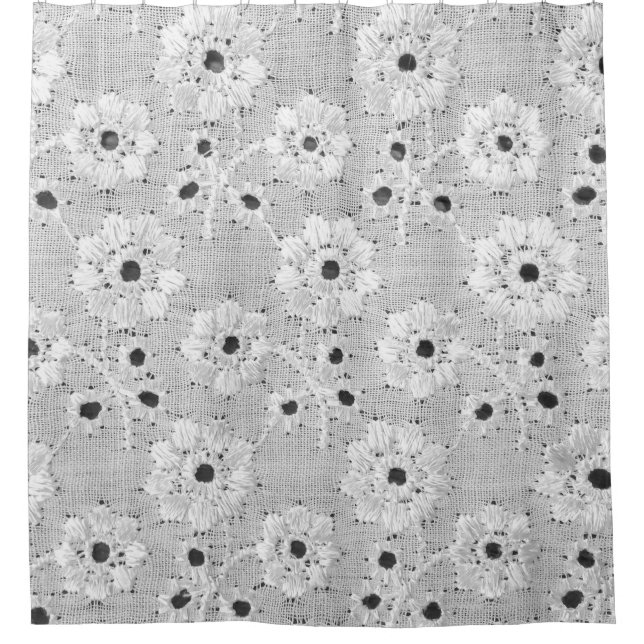 Rideaux De Douche Tissu blanc texture dentelle fine avec élégance do (Devant)