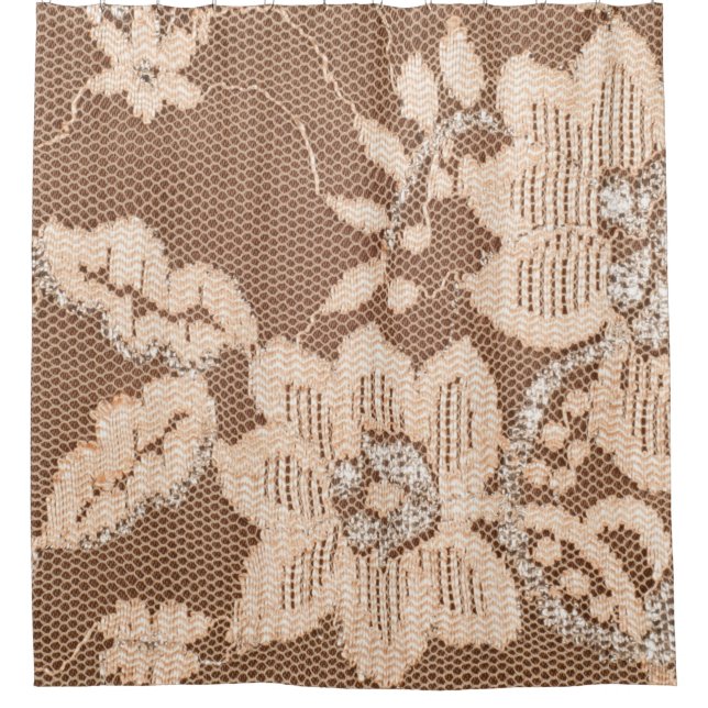 Rideaux De Douche Tissu dentelle texture. dentelle sur clou arrière  (Devant)