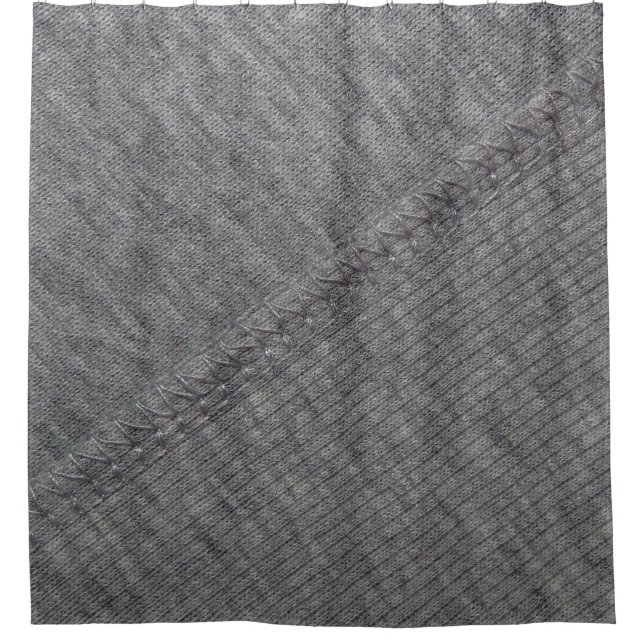 Rideaux De Douche Tissu gris : texture cousue abstraite. (Devant)