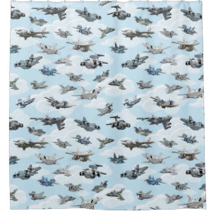 Rideaux De Douche Tissu motif des avions de guerre de dessin