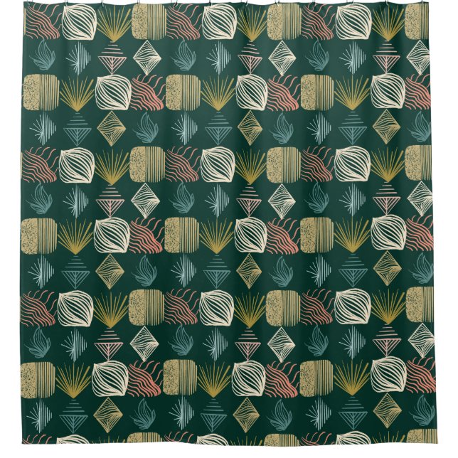 Rideaux De Douche Tissu Tribal des Caraïbes gras : Turquoise Boho (Devant)