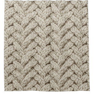 Rideaux De Douche Tissu Tricoté Fil Tressé – Beige Chaud (2)
