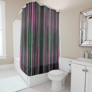 Rideaux De Douche Tissu Vintage rose vert noir