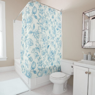 Rideaux De Douche Toile de jouy Chinoiseries Fleurs de pivoine Flora