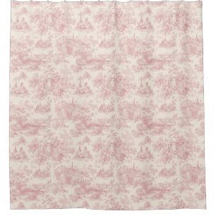 Rideaux De Douche Toile de Jouy Romantique Rose Motif Campagne (4)