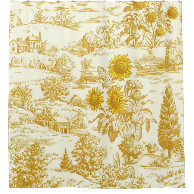 Rideaux De Douche Toile de tournesol rustique de campagne dans des t (Devant)