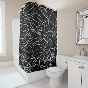 Rideaux De Douche Toiles d'araignée noir et blanc Halloween 
