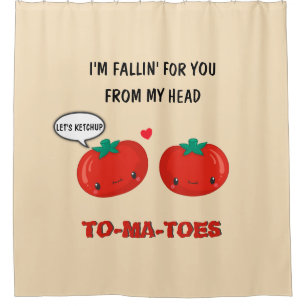 Rideaux De Douche Tomates en amour Cute Romantique Saint Valentin