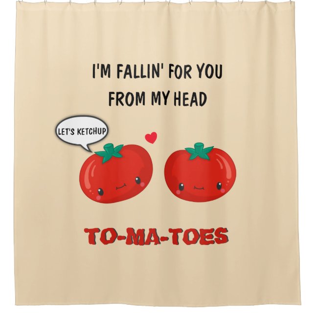Rideaux De Douche Tomates en amour Cute Romantique Saint Valentin (Devant)